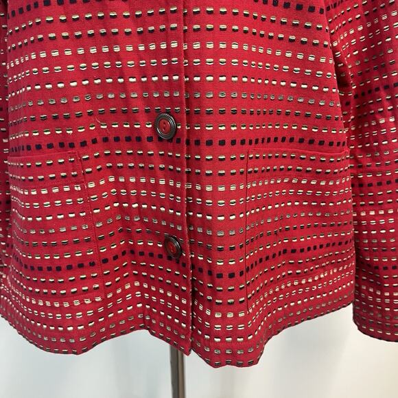 Christopher & Banks Red Black Jacket Size Medium Casual Career Button Front - Picture 5 of 9